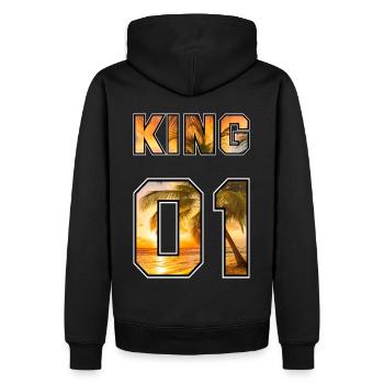 King Queen - Pärchenoutfit Sommer Strand - Männer Premium Bio Hoodie - Schwarz - Hinten - Nico (187cm)