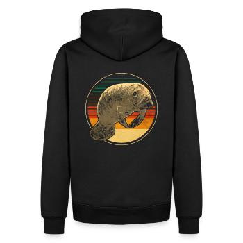 Seekuh - Männer Premium Bio Hoodie - Schwarz - Hinten - Nico (187cm)