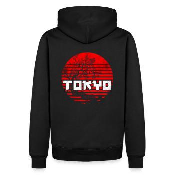 Tokio Japan Bonsai Baum - Männer Premium Bio Hoodie - Schwarz - Hinten - Nico (187cm)