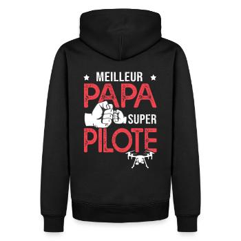Cadeau papa meilleur papa pilote de drone - Sweat à capuche Premium bio Homme - noir - Dos - Nico (187cm)