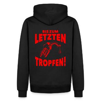 Bis zum letzten Tropfen (Rot) - Männer Premium Bio Hoodie - Schwarz - Hinten - Nico (187cm)