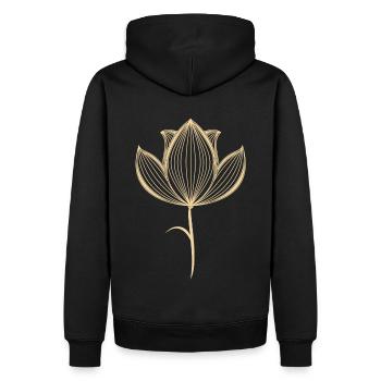 Lotusblüte - Männer Premium Bio Hoodie - Schwarz - Hinten - Nico (187cm)