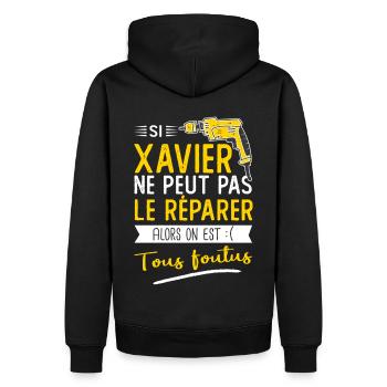 Si Xavier ne peut pas le réparer on est foutus - Sweat à capuche Premium bio Homme - noir - Dos - Nico (187cm)