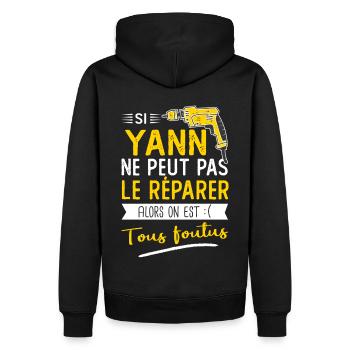 Si Yann ne peut pas le réparer on est foutus - Sweat à capuche Premium bio Homme - noir - Dos - Nico (187cm)