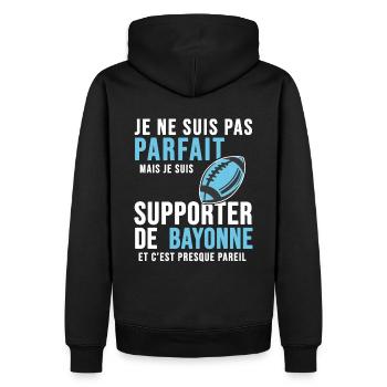 supporter rugby stade Bayonne club rugby Bayonnais - Sweat à capuche Premium bio Homme - noir - Dos - Nico (187cm)