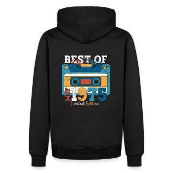 48 Birthday Man Cassette May Vintage 1975 - Sweat à capuche Premium bio Homme - noir - Dos - Nico (187cm)