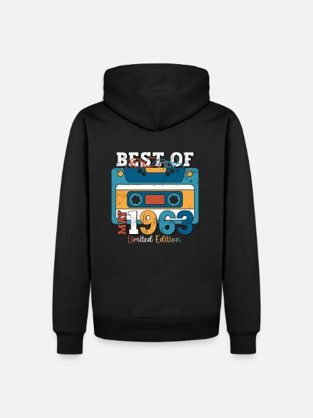 60 Geburtstag Mann Kassette May Jahrgang 1963 - Männer Premium Bio Hoodie - Schwarz