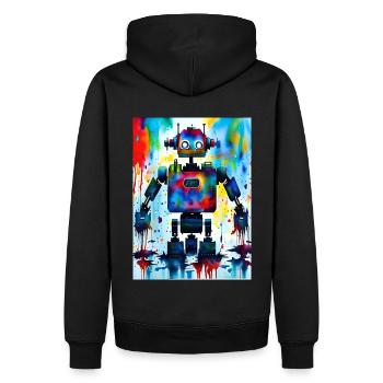 Kunst Roboter Farbenfroh - Männer Premium Bio Hoodie - Schwarz - Hinten - Nico (187cm)