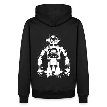 Schwarz weiss Roboter Silhouette - Männer Premium Bio Hoodie - Schwarz - Hinten - Nico (187cm)