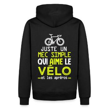 mec simple aime le vélo et apéro humour homme velo - Sweat à capuche Premium bio Homme - noir - Dos - Nico (187cm)