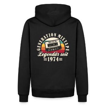 50. Geburtstag Generation Mixtape Männer Geschenk - Männer Premium Bio Hoodie - Schwarz - Hinten - Nico (187cm)
