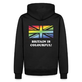 Großbritannien ist bunt! (Union Jack, Großbritannien) - Männer Premium Bio Hoodie - Schwarz - Hinten - Nico (187cm)