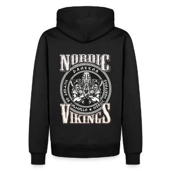 Nordic Vikings Wikinger Geschenk Vikings Valhalla - Männer Premium Bio Hoodie - Schwarz - Hinten - Nico (187cm)