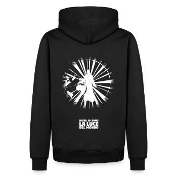 Licht der Welt - Italienisch - Männer Premium Bio Hoodie - Schwarz - Hinten - Nico (187cm)