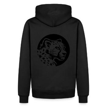 Cheetah profile - Men’s Premium Organic Hoodie - black - Back - Nico (187cm)