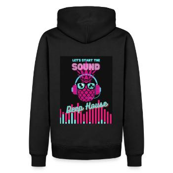 French Kultur Klub Let's start - Sweat à capuche Premium bio Homme - noir - Dos - Nico (187cm)