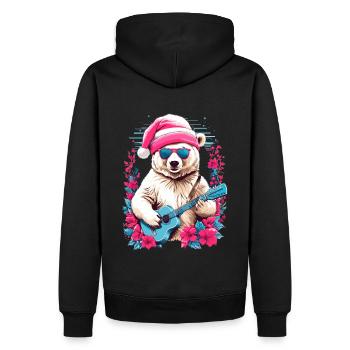 Ours polaire mignon avec guitare - Sweat à capuche Premium bio Homme - noir - Dos - Nico (187cm)