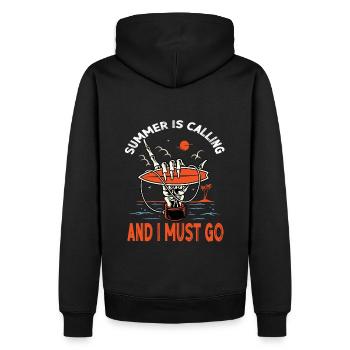 Summer is coming and i must go. Surfing Skeleton - Men’s Premium Organic Hoodie - black - Back - Nico (187cm)