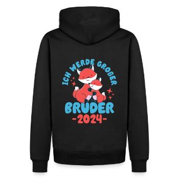 Großer Bruder 2024 Junge Geschwister Geburt - Männer Premium Bio Hoodie - Schwarz - Hinten - Nico (187cm)