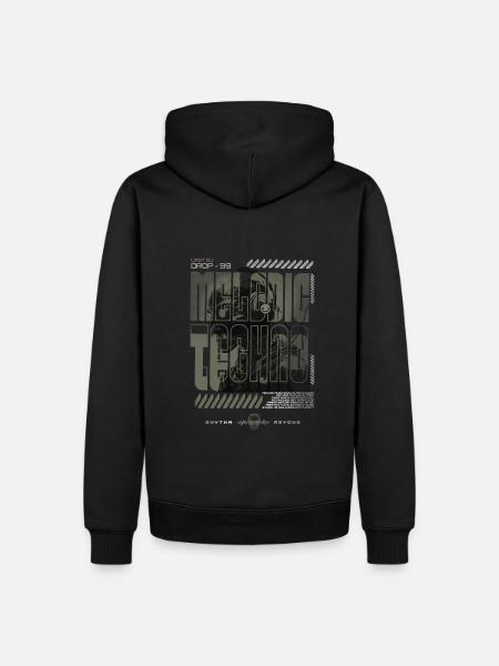MELODIC TECHNO - Männer Premium Bio Hoodie - Schwarz