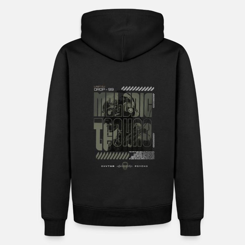MELODIC TECHNO - Männer Premium Bio Hoodie - Schwarz