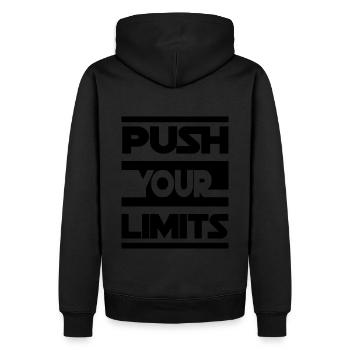 PUSH YOUR LIMITS - Sweat à capuche Premium bio Homme - noir - Dos - Nico (187cm)