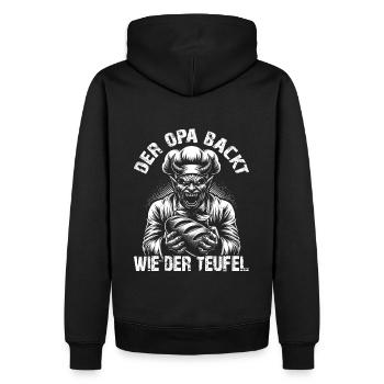 Opa backt wie der Teufel - lustiges Backmotiv - Männer Premium Bio Hoodie - Schwarz - Hinten - Nico (187cm)