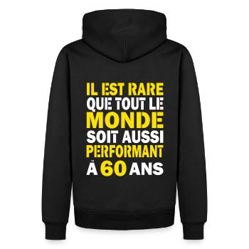60 ans performant cadeau d'anniversaire 60 ans - Sweat à capuche Premium bio Homme - noir - Dos - Nico (187cm)
