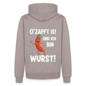 Saucisse fraîche - Sweat à capuche Premium bio Homme - taupe - Dos - Nico (187cm)