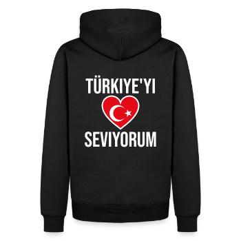 I love Turkey Türkiye'yi seviyorum liebe Türkei - Männer Premium Bio Hoodie - Schwarz - Hinten - Nico (187cm)