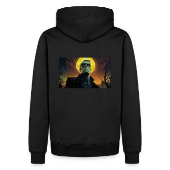 Monster in Jacke - Männer Premium Bio Hoodie - Schwarz - Hinten - Nico (187cm)