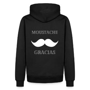 T'shirt moustache gracias - Sweat à capuche Premium bio Homme - noir - Dos - Nico (187cm)