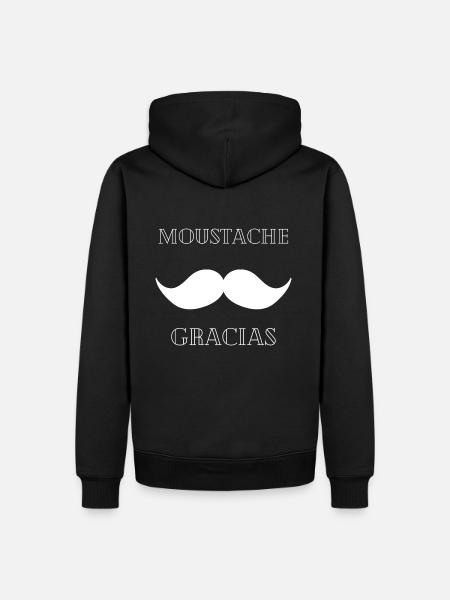 T'shirt moustache gracias - Sweat à capuche Premium bio Homme - noir