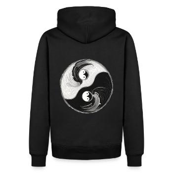 Yin Yang verschmolzen - Männer Premium Bio Hoodie - Schwarz - Hinten - Nico (187cm)
