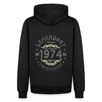 1974 Anniversaire legendary Né 1974 - Sweat à capuche Premium bio Homme - noir - Dos - Nico (187cm)