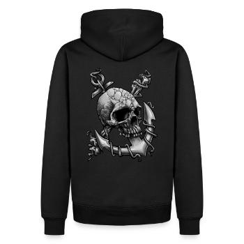 Anchor Skull Anker mit Schädel Vintage style - Männer Premium Bio Hoodie - Schwarz - Hinten - Nico (187cm)