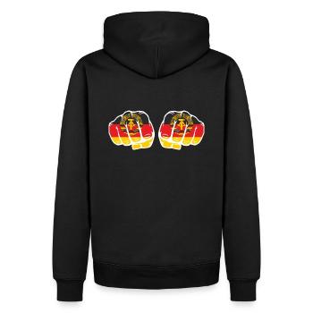 DDR Faust Ostalgie - Männer Premium Bio Hoodie - Schwarz - Hinten - Nico (187cm)