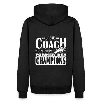 coach je suis coach former des champions - Sweat à capuche Premium bio Homme - noir - Dos - Nico (187cm)