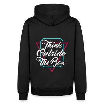 Think outside the box - Kreativität - Männer Premium Bio Hoodie - Schwarz - Hinten - Nico (187cm)
