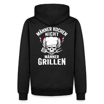 Männer kochen nicht, Männer grillen! - Männer Premium Bio Hoodie - Schwarz - Hinten - Nico (187cm)
