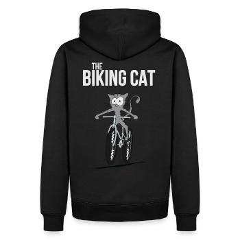 the biking cat Fahrrad Katze Kätzchen Geschenk - Männer Premium Bio Hoodie - Schwarz - Hinten - Nico (187cm)