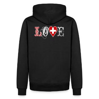 Amour Suisse Blanc - Sweat à capuche Premium bio Homme - noir - Dos - Nico (187cm)