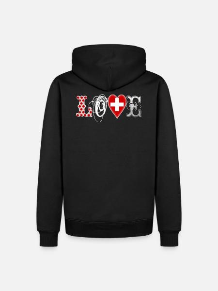 Love Suisse White - Männer Premium Bio Hoodie - Schwarz