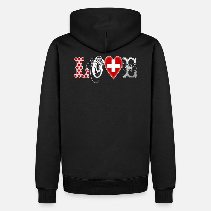Amour Suisse Blanc - Sweat à capuche Premium bio Homme - noir