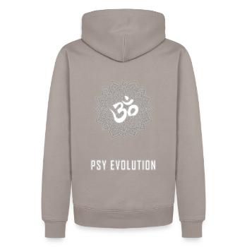 Mandala pandémique d'évolution de psytrance - Sweat à capuche Premium bio Homme - taupe - Dos - Nico (187cm)