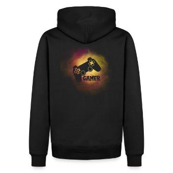 Gamer Gamer-Gamepad - Männer Premium Bio Hoodie - Schwarz - Hinten - Nico (187cm)
