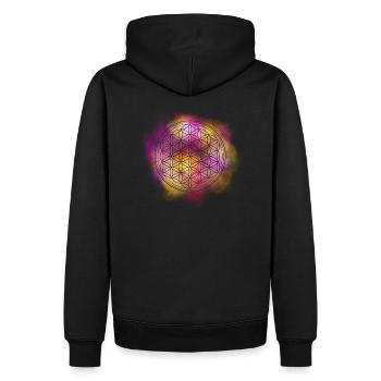 Flower of life mandala - Men’s Premium Organic Hoodie - black - Back - Nico (187cm)