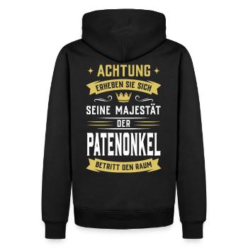 ...Seine Majestät der Patenonkel betritt den Raum - Männer Premium Bio Hoodie - Schwarz - Hinten - Nico (187cm)