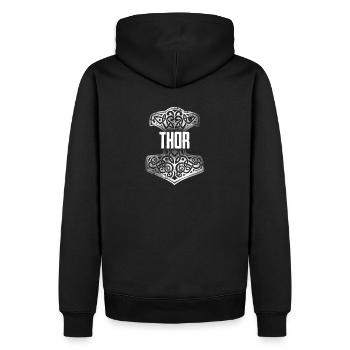 Thor Hammer - Mjollnir - Männer Premium Bio Hoodie - Schwarz - Hinten - Nico (187cm)