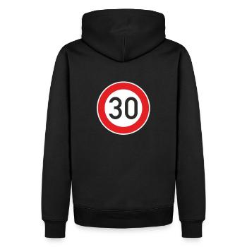30e anniversaire - Sweat à capuche Premium bio Homme - noir - Dos - Nico (187cm)